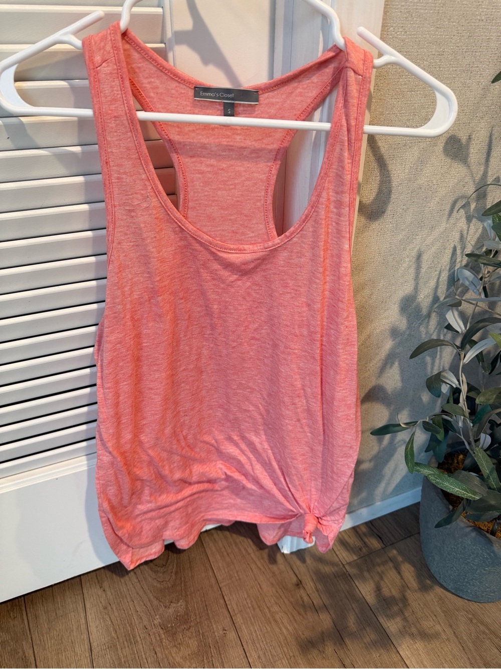 Women’s Coral Pink Racerback Tank with Side Knot
